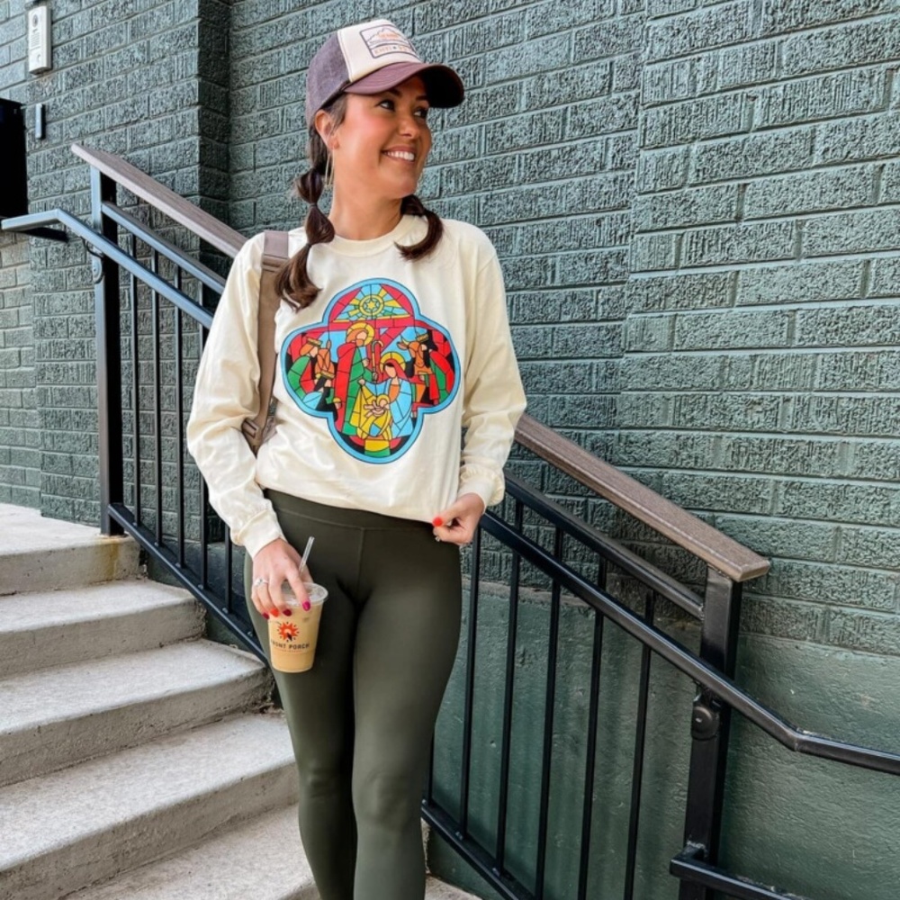 Stained Glass Nativity Graphic Tee